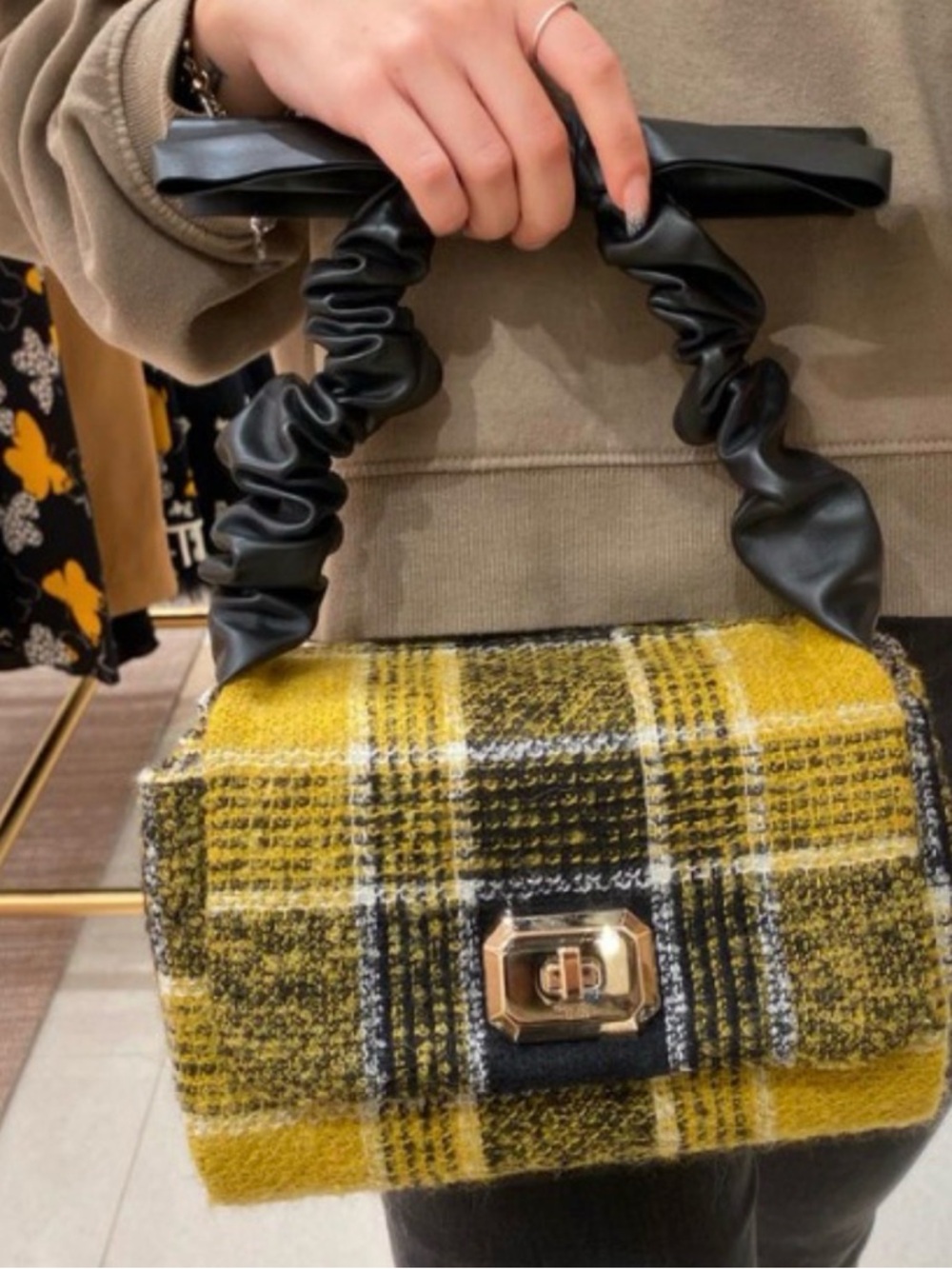 RED Valentino Yellow Plaid Tweed Bow Top Handle Bag NWT Small